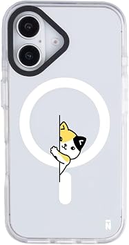Casen iPhone 16 ile Uyumlu MagSafe  effaf Silikon K l f, Arty Beyaz, Kedi Tasar ml , Kamera Korumal