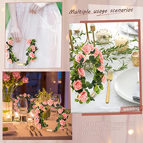 15 Pcs Metal Floral Centerpiece Table Decorations Hoop Centerpiece with Stand Gold Centerpieces for Table 15 Wooden Holders 30 Artificial Flowers 30 Leaves for Wedding DIY Craft Decor(10 Inch,Pink) by Yinder - Image 6