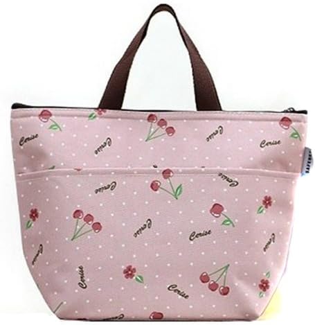 Nsstar Waterproof Picnic Insulated Fashion Lunch Cooler Tote Bag Travel Zipper Organizer Box (Pink:Cherry)