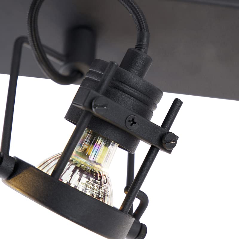 Qazqa Verstellbarer Deckenstrahler, Deckenspot - Suplux - Schwarz, max. 10W, Geeignet für LED, 36cm, 3-flammig, Ideal als Wohnzimmerlampe, Küche lampe