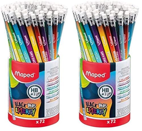 Pot de 72 crayons à papier fantaisie Maped HB en lot double pour collectivité