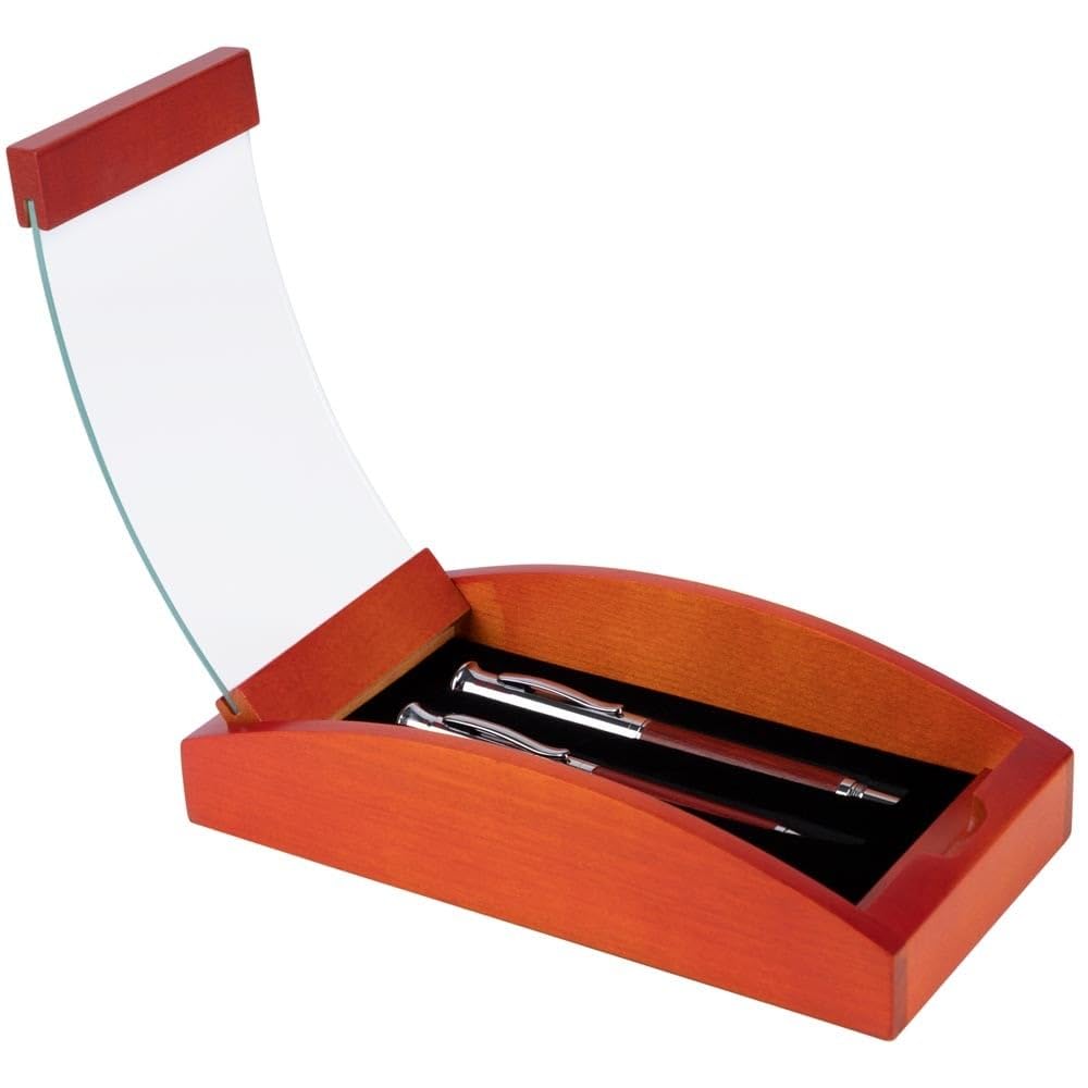 Ocadeau Parure de stylos pour bureau avec gravure - Stylo bille, stylo plume et coupe papier - Coffret en bois à personnaliser avec votre texte gravé