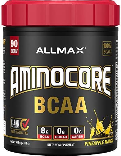 ALLMAX Nutrition AMINOCORE BCAA Powder, 8.18 Grams of Amino Acids, Intra and Post Workout Recovery Drink, Gluten Free, Pineapple Mango, 945 g