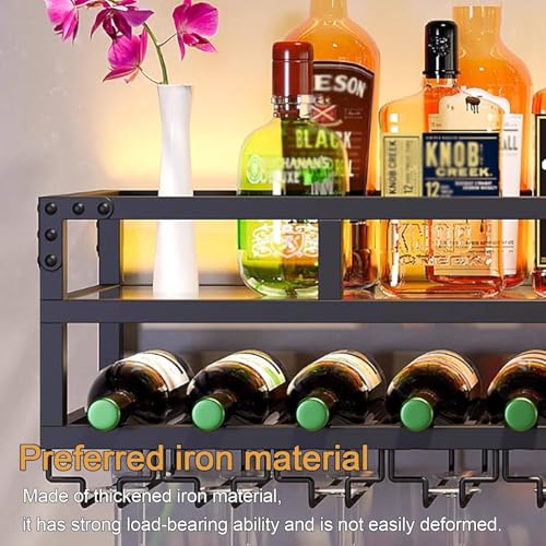 Présentoir à bouteilles de vin moderne avec éclairage LED intégré - 4