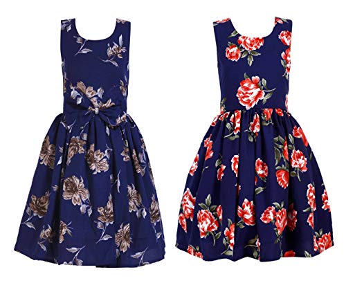 Image of Casual Frock for Baby Girls,Blue Printed and Olive Printed,Pack of 2