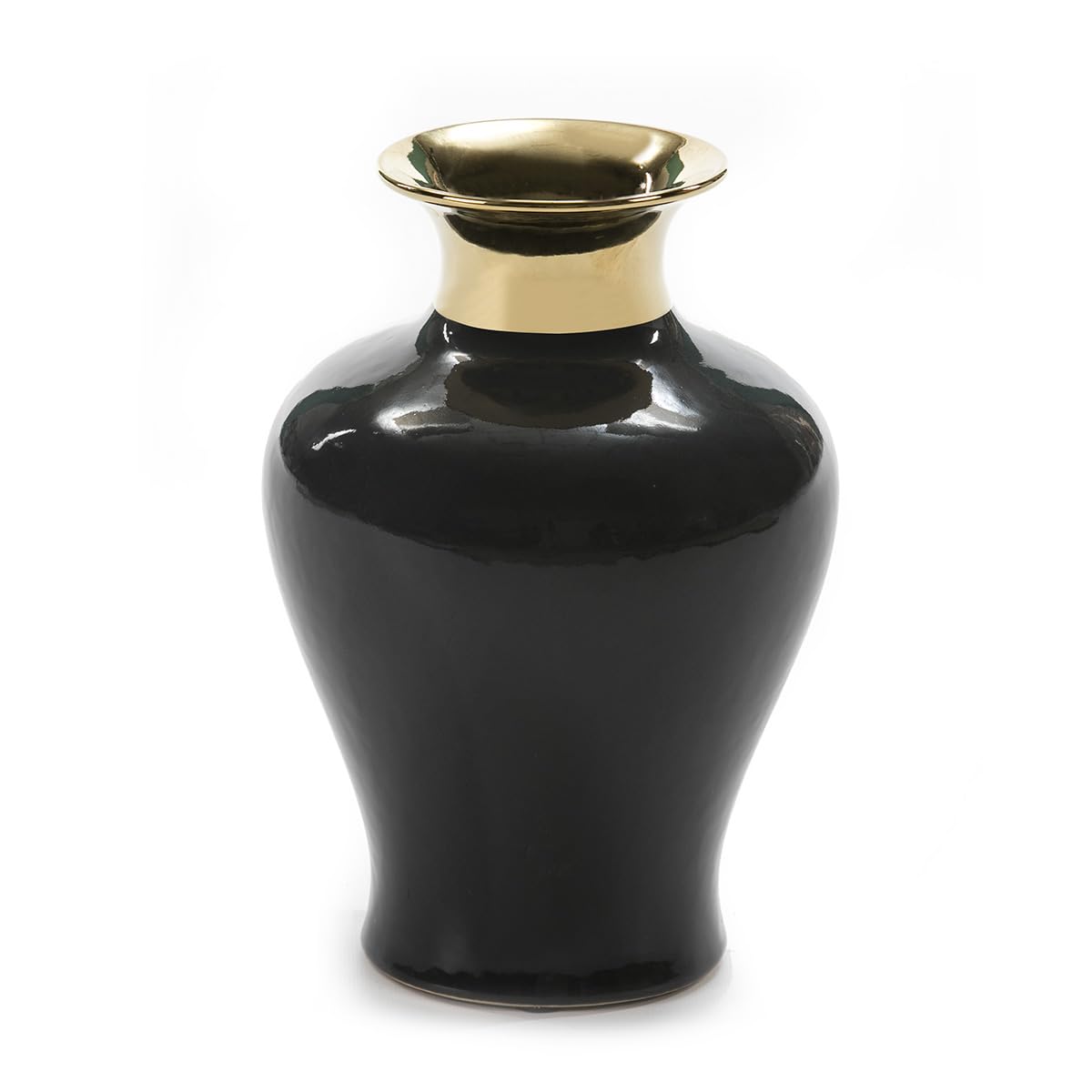 Tabouret en céramique noir et doré 43 cm pour salon élégant
