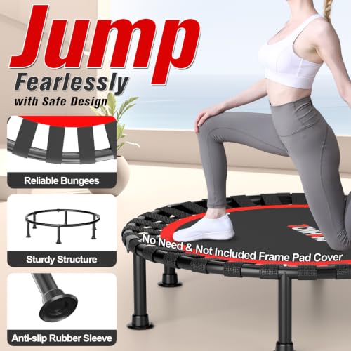 Image of ZCMHAXJ Foldable Mini Trampoline, 36 inch /40 inch /48 inch Rebounder Trampoline for Adults & Kids, 440lbs Capacity Indoor Fitness Workout Exercise Equipment