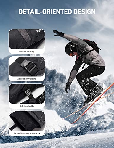 Astroai Winter Ski Gloves Snow Gloves Men Women Waterproof & Windproof Snowboard Gloves Touchscreen Gloves With Wrist Leashes For Hiking Running Cycling Driving Outdoor Work #TOP4