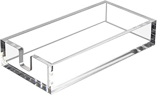 HIIMIEI Clear Acrylic Napkin Holder for Bathroom & Kitchen - Guest Towel Tray with U-Shape Design, Non-Slip Pads, Durable 8mm Thick