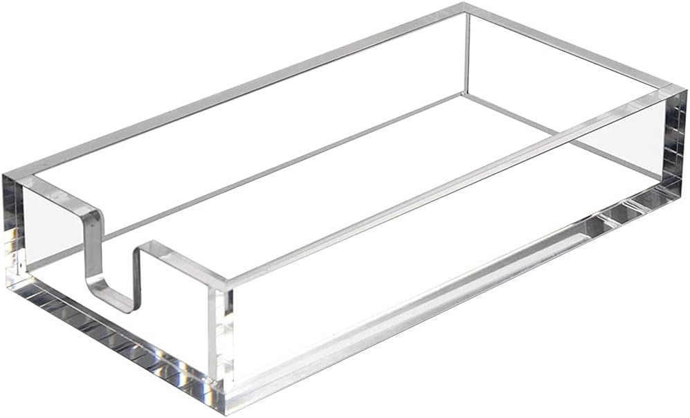 Acrylic Napkin Holder for Bathroom, Acrylic Guest Towel Holder, Bathroom Napkins Guest Disposable Holder, Hand Towel Tray for Kitchen, Parties, Weddings, Party, Hotel, Restaurant（Clear）
