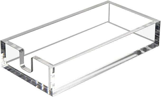 HIIMIEI Acrylic Napkin Holder for Bathroom, Acrylic Guest Towel Holder, Bathroom Napkins Guest Disposable Holder, Hand Towel Tray for Kitchen, Parties, Weddings, Party, Hotel, Restaurant（Clear）