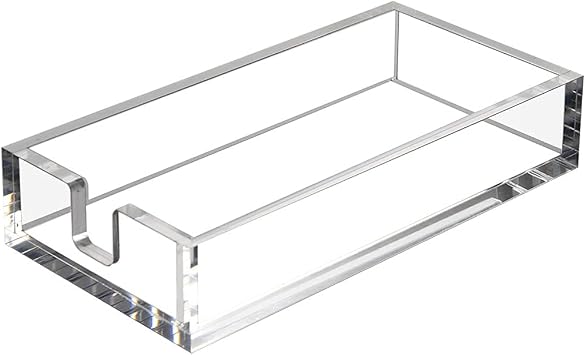 HIIMIEI Acrylic Napkin Holder for Bathroom, Acrylic Guest Towel Holder, Bathroom Napkins Guest Disposable Holder, Hand Towel Tray for Kitchen, Parties, Weddings, Party, Hotel, RestaurantClear