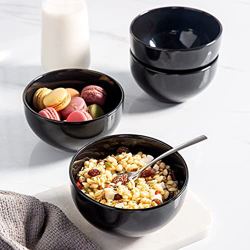 Amorarc Stoneware Cereal Bowls Set For Kitchen, 22Oz Ceramic Deep Soup Bowls Set Of 6, Black Bowls Set For Breakfast, Lunch, Dinner. Microwave&Dishwasher Safe, Black #TOP3