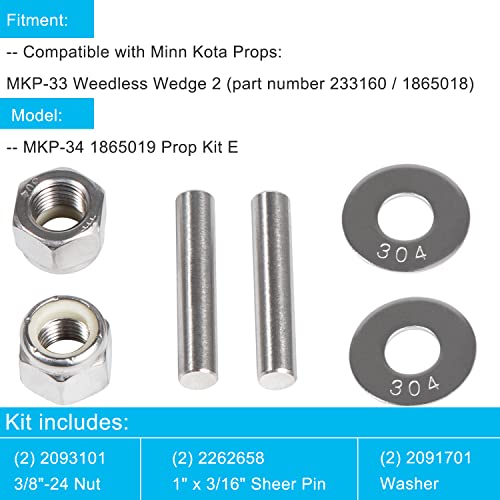 6 Pack Mkp-34 Prop & Nut Kit E Fits For Minn Kota Trolling Motor Includes Prop Nut & Washer 1865019 #TOP3