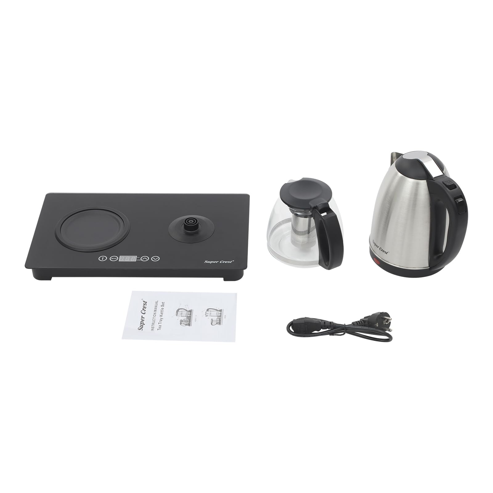 Elektrische Teestation mit Wasserkocher und Teekanne Touchpanel LCD 1500W 2L Fassungsvermögen für Küche Büro Teehaus