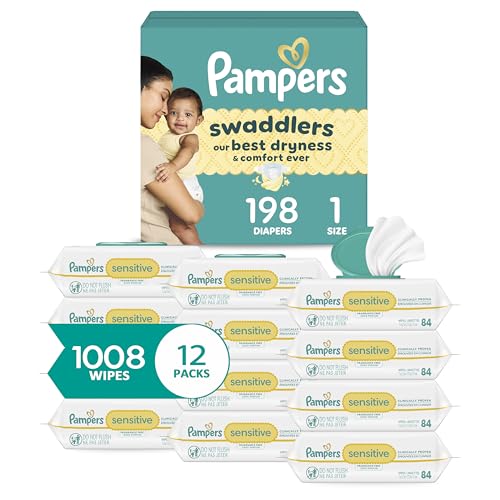 Pampers Swaddlers Disposable Baby Diapers Size 1, 198 Count with ...