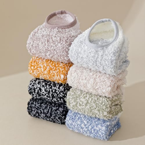 Image of SKOLA Cozy Winter Fuzzy Women Socks Grip Slippers Fluffy House Non Skid Microfiber Socks