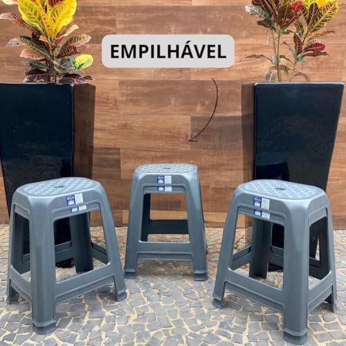 Banquetas Plásticas Reforçadas para Adultos, Kit com 6 Unidades