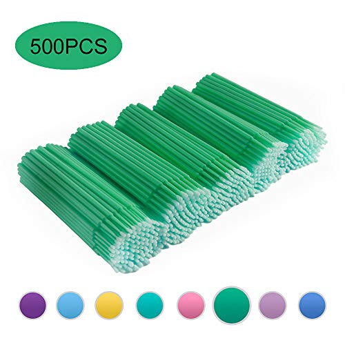 Quewel 500 Pcs Disposable Micro Applicator Brush for Makeup Beauty Dental Brush for Oral 8 Colors 3 Size(2.5mm,2mm,1.5mm) (Dark Green,2mm)