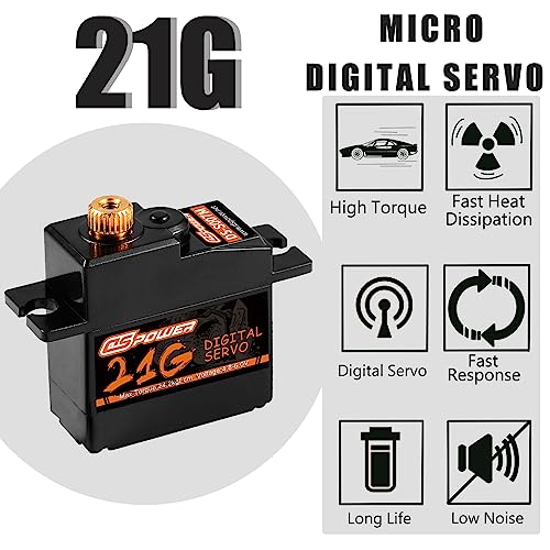 Image of 2PCS 21G Mini Digital Servo, Steering Gear Full Metal Gear Micro RC Servos Motor Kit with 25T Servo Horn for 1 /18 1 /16 1 /14 RC Car Model Boat Fixed-Wing Helicopter Airplane Robot Toy