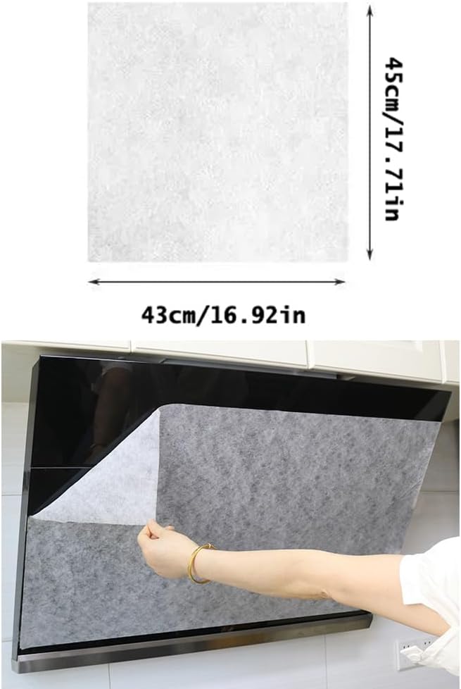 12 Sheet Range Hood Grease Filter Cover Disposable Non-Woven Fabric Range Hood Vent Secondary Filters Sticker Oil Absorbing Paper for Kitchen Range Hood Air Filter Mesh Charcoal Carbon Combo - Image 2