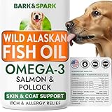 Bark&Spark Fish Oil for Dogs - Natural Omega-3 - Skin & Coat Support - Liquid Food Supplement for Pets - Natural EPA + DHA Fatty Acids for Joint Function, Immune & Heart Health 8oz - Salmon
