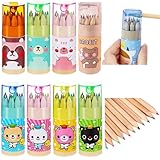 Tergy 8 Packs Mini Colored Pencils with Sharpener in Tube Portable Drawing Art Cartoon Pencils for 3 Years and Up Kids Adults Writing Sketching Painting,12 Colors in Tube