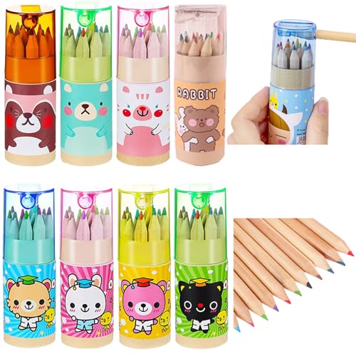 Tergy 8 Packs Mini Colored Pencils with Sharpener in Tube Portable Drawing Art Cartoon Pencils for 3 Years and Up Kids Adults Writing Sketching Painting,12 Colors in Tube Tergy 8 Packs Mini Colored Pencils with Sharpener in Tube Portable Drawing Art Cartoon Pencils for 3 Years and Up Kids Adults Writing Sketching Painting,12 Colors in Tube