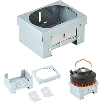 Azwood Portable Solid Fuel Stove, Foldable Stove Alcohol Stove Burner Thickened Solid Alcohol Fuel Folding Stove Mini Camping