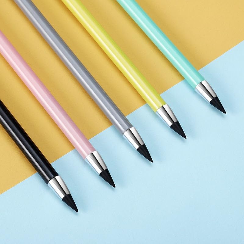 Image of BWOGUE 4PCS of Inkless Infinity Pencil, Infinite Pencil Eternal with Eraser, Reusable Pencil for Writing, Drawing, Kids Pencil for Home, School Supplies and Office (Multicolor)