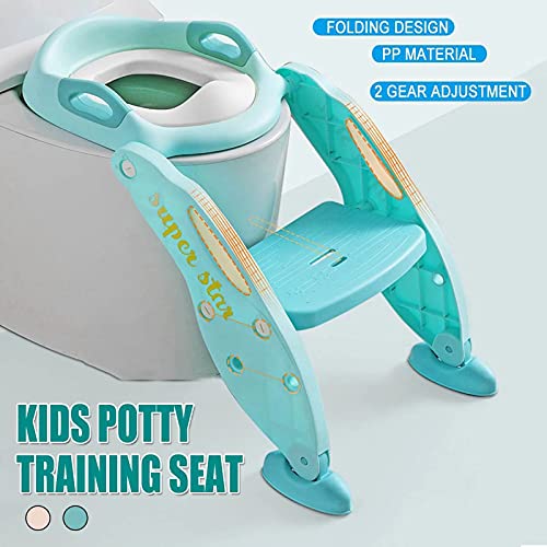 Draagbare baby-toilettrainingsstoelen, opvouwbare baby-peuter-kindertoilettrainer met verstelbare opstapladder, voor… - Afbeelding 3