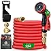 Produktbild GartenGuru® Gartenschlauch flexibel [MIT 10-FUNKTIONEN DÜSE] - inkl. Tragetasche, Schlauchhalter und ½ + ¾ Zoll Anschlüsse - Dehnbarer Wasserschlauch flexibel 10m ausgedehnt flexibler Gartenschlauch