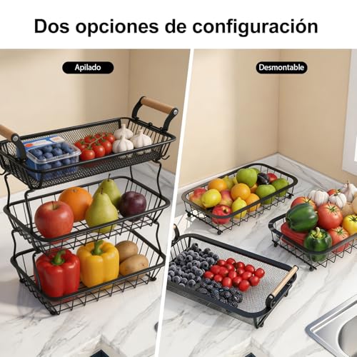 Cesta de frutas de 3 niveles para organizar tu encimera de cocina con estilo 6