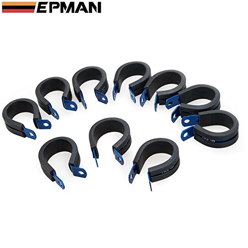epman 10pcs AN3 AN4 9,5 mm ID aluminio de goma con forro acolchado P Clips abrazadera de P