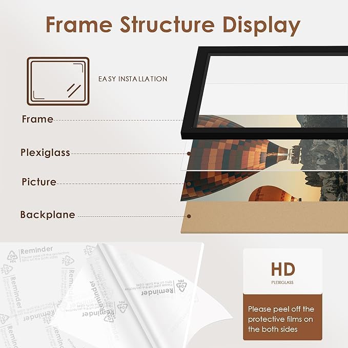 Image of AbhiKalpya Art Studio 12 inchx18 inch Inch Photo Frame A3 Size Photo Frame For Wall Artwork /Painting (Brown) (Set of 2)