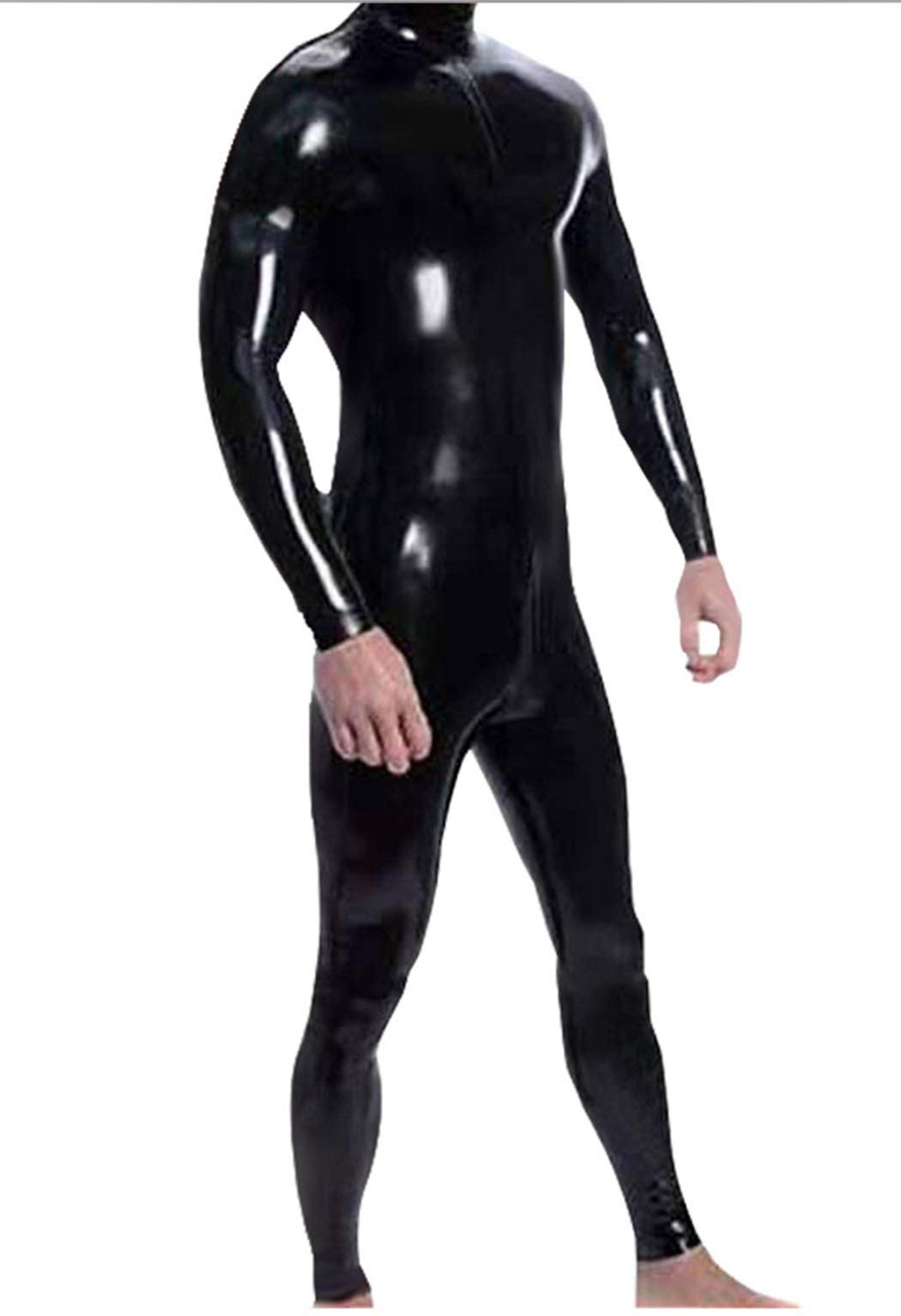 Hombres Black Mirror Body Sculpting Estereotipo Látex Todo Incluido Mono Apretado Night Club Bar DS Técnica Esculpiente, Negro, XXL, Negro , XXL