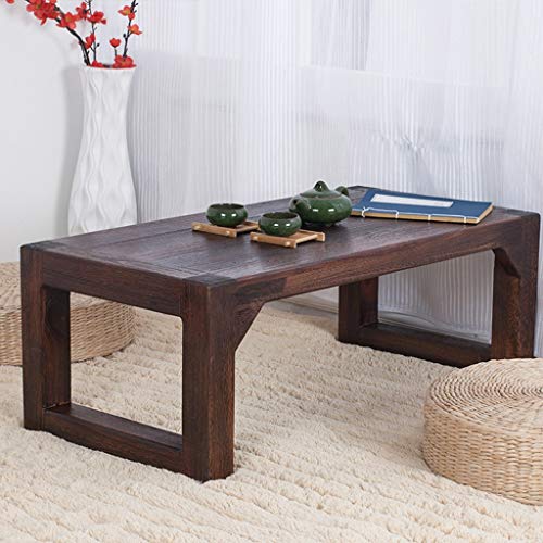 Table basse en bois massif marron 80x40x30 cm de style japonais - 3