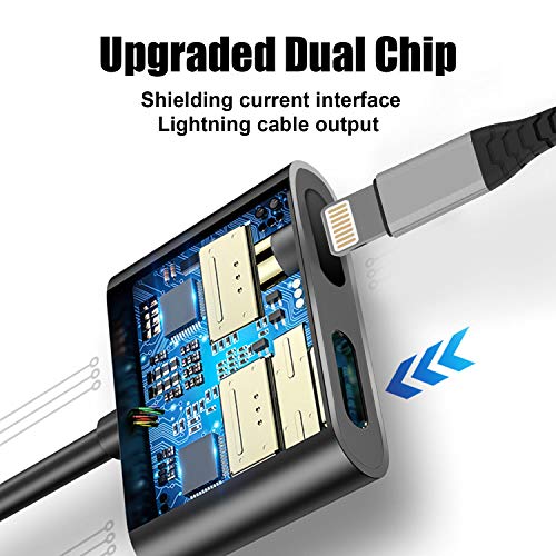 Image of DUDAO L14 Lightning Splitter, 2 in 1 Dual Lightning Port Headphone Audio & Charger Adapte Support only Original Apple Headphones Compatible for Apple 14 /13 /12 /12 Pro /11 /11 Pro /XS /XR /X 8 7