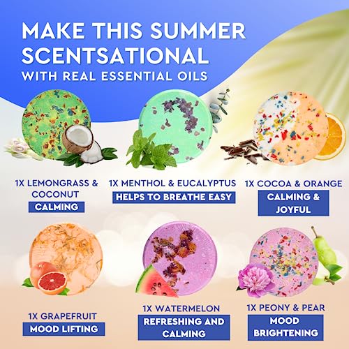 Cleverfy Shower Steamers Aromatherapy - Variety Pack Of 6 Shower Bombs With Essential Oils. Self Care And Relaxation Spa Gifts For Women. Blue Set #TOP4