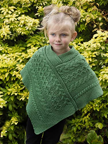 Image of Aran Crafts Kid's Irish Cable Knitted Soft Cape Poncho (100% Merino Wool)