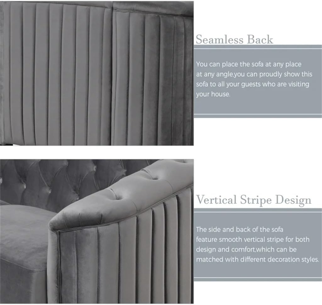 64" Velvet Upholstered Loveseat Sofa, with Thick Removable Seat Cushion, for Living Room