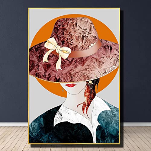 Poster femme abstraite nordique peinture sur toile salon moderne 50x70