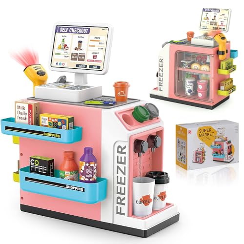 Preescolar, Toy NIERBO 48 Piezas Juguete de Caja Registradora, Juego De Simulación Cajero de Salida de Agua, Mesa de Compras de supermercado, Sonido y luz simulada, Presionar...