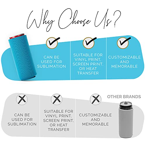 Image of Slim Can Cooler Sleeve 12 Pack - Blank Neoprene Insulated Can Coolers for 12 oz Skinny Beer & Soda Cans - Sublimation Ready Drink Sleeves for Heat Press, Custom Printing & Party Favors (Sky Blue)