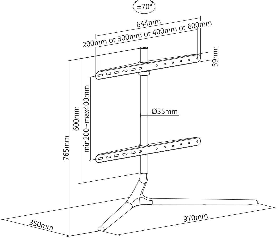 my wall HT 29 L - Soporte para TV de Altura Regulable (124,5 cm (49) - 177,8 cm (70)