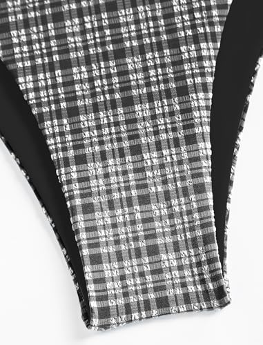 ZAFUL Women's Tankini Set V Neck Tummy Control Floral Printed Tie Side Thong Bikini Swimsuits 2 Piece Bathing Suits4