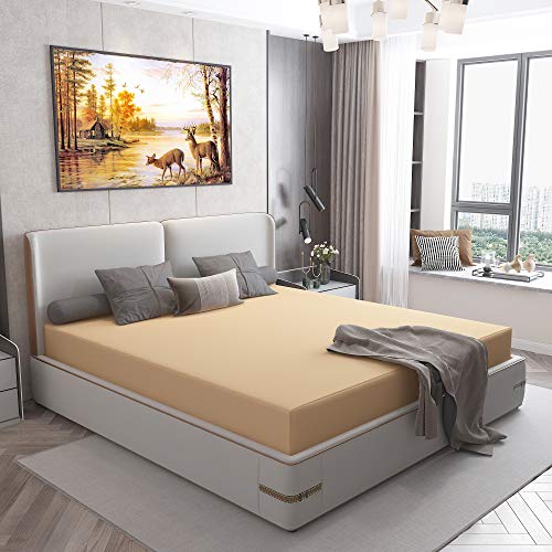Image of Lithara Cotts Wonder Mattress Protector for Double Bed | Water Resistant & Stretchable Fabric | Queen Size : 78 x 60 Inches (6.5x5 Feet) | (Beige)