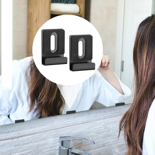 Image of 12pcs Mirror Hanging Clips, Black and Silver Metal Clamp Holder Kit with Screws and Plastic Anchor Wall Mount Mirror Mounting Hook Bracket Hardware for Door Heavy Duty Hanger Photo Frame Billboard