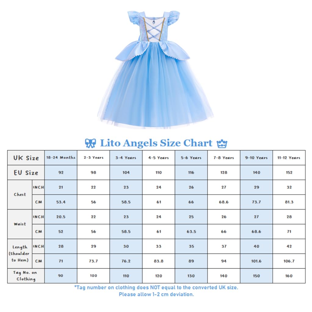 Lito Angels Costume da principessa delle fiabe, blu con accessori, per bambini e bambine