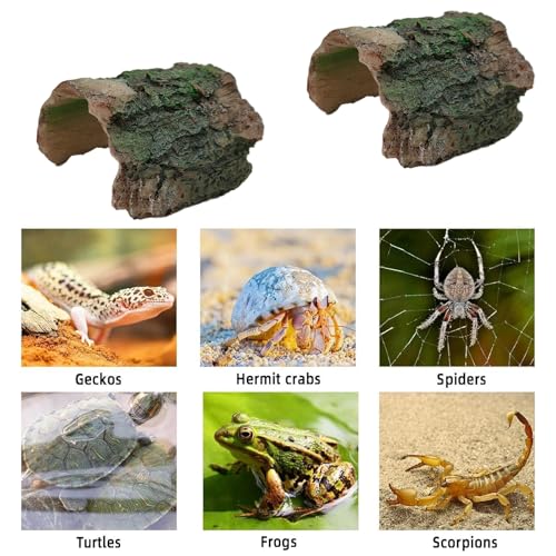 Image of Tfwadmx Betta Log 2 Pack Resin Hollow Tree Trunk Ornament Reptile Hideout Aquarium Cave Ornament Terrarium Tank Decoration for Fish Shrimp or Small Reptile Turtle Tarantula Spider Hermit Crab